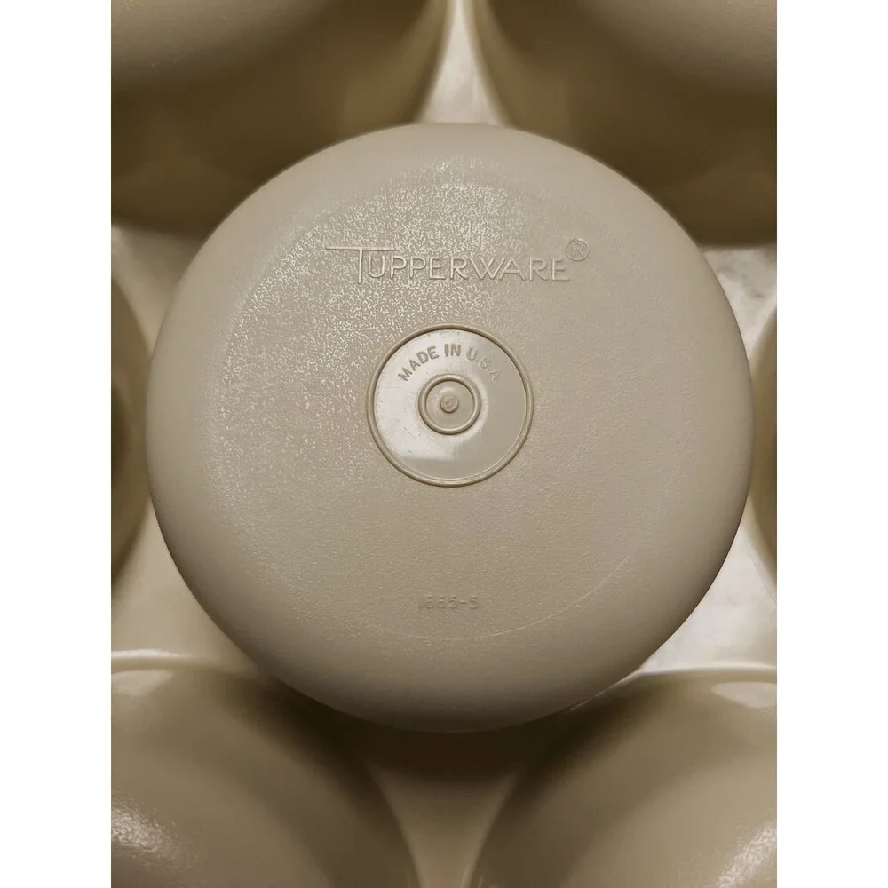 Tupperware Divided Serving Tray 1665-3 Almond With Lid & Dip Bowl 2 pc set